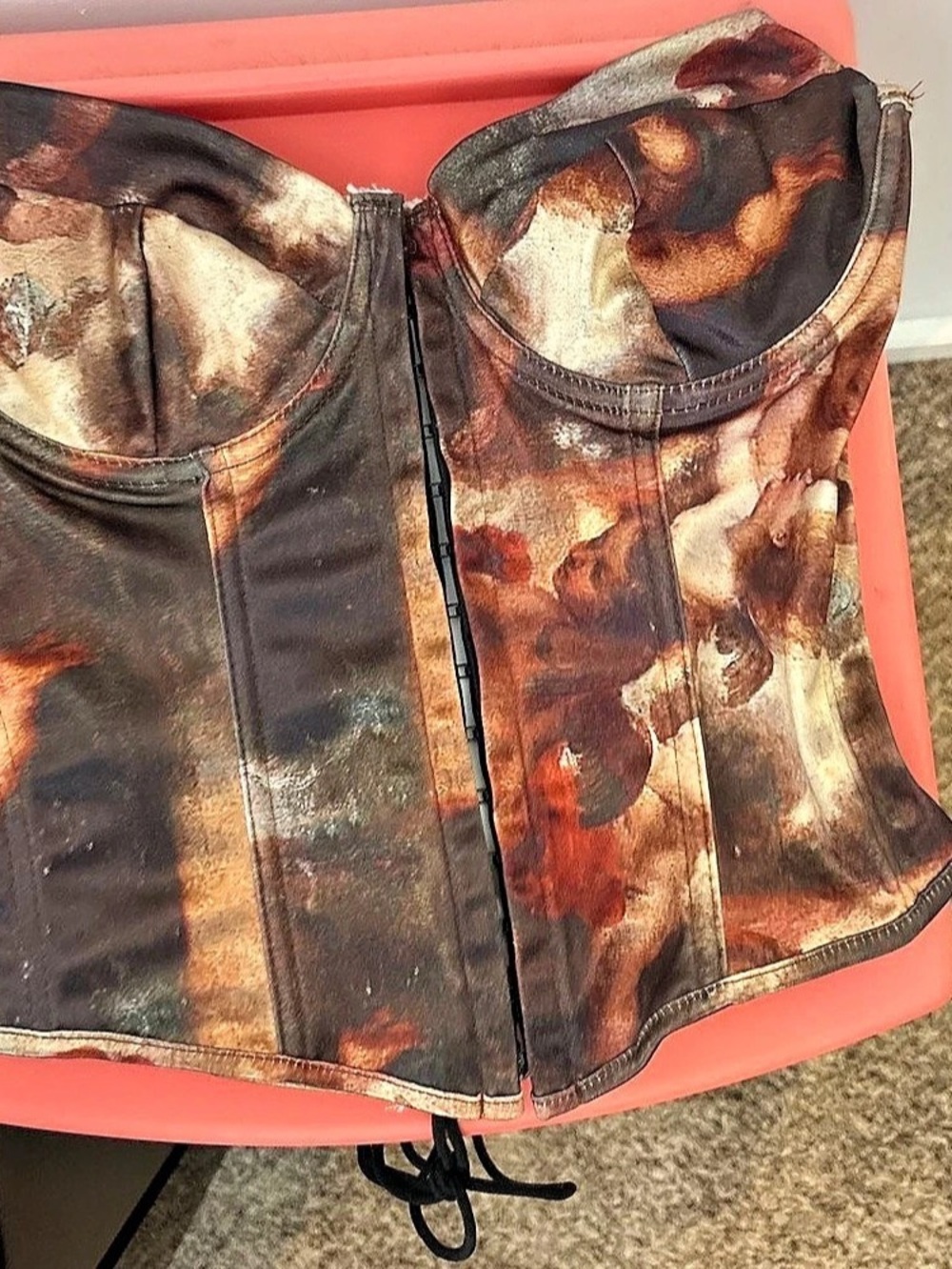 Abstract Brown & Black Corset Top